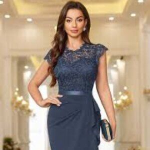 NWT Miusol Women's Elegant Cap Sleeve Sequin Lace Cocktail Dress